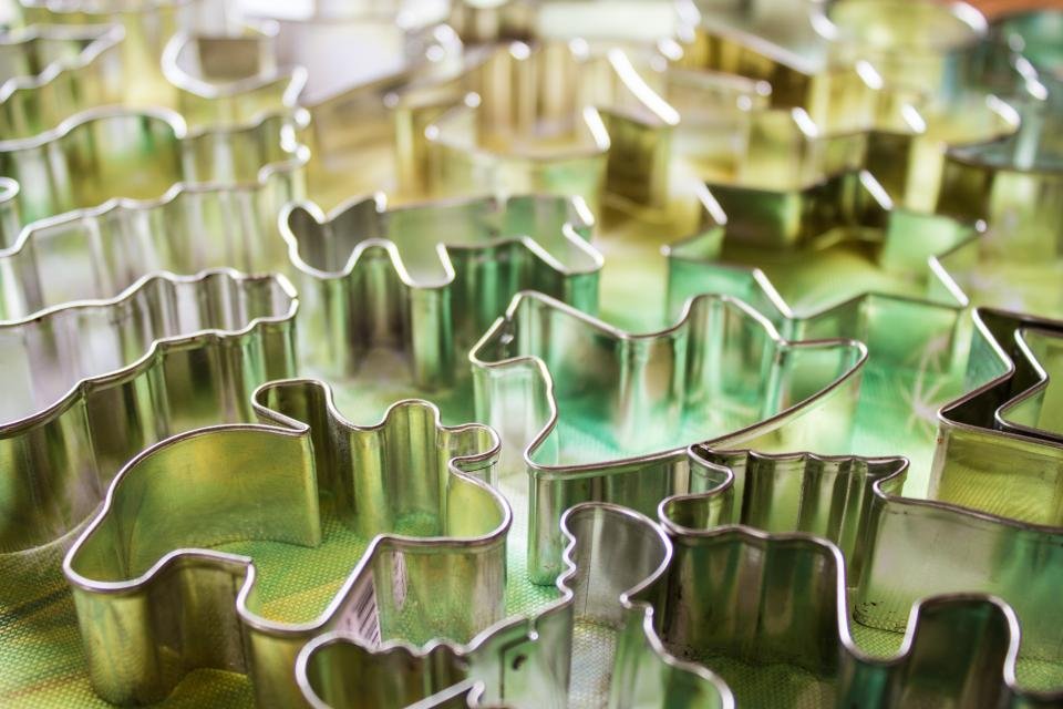 Metal cookie cutters in assorted shapes