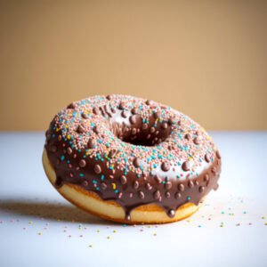 Doughnut topped with colourful sprinkles